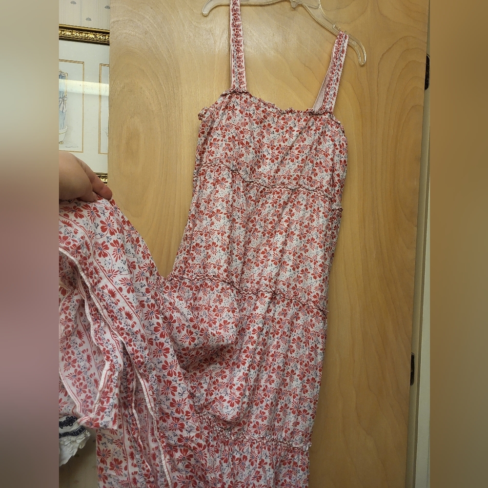 Pink Floral Tiered Tank Maxi Dress Max Studio XL